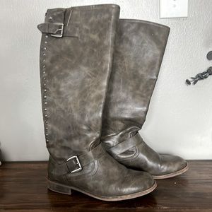 Women’s Gray/Brown Tall Boots ~ Size 9.5